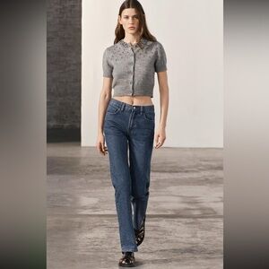 ZW collection shiny rhinestones embellished jeans